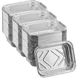 Relaxdays Aluschalen Grill, 150er Set, B x T: 18,5 x 13 cm, eckige Grillschalen, Tropfschalen indirektes Grillen, silber