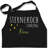 Kinderschürze Schürze Kinder Jungen Mädchen - Kochschürze - Sternekoch Lehrling Name - 7-14 Jahre - Schwarz - kinderkochschürze koch kinderkochschürzen kind kochen kochschürzen - 7-13 Jahre