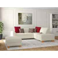 Ecksofa SIT & MORE "Dundee L-Form", beige (creme), B:263cm H:86cm T:219cm, Sofas, Ecksofa, mit Federkern und Massivholzfüßen, wahlweise mit Kopfteilverstellung