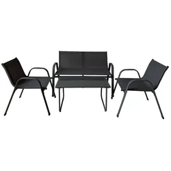 Marbueno Set Gartenmöbel Tisch und Stühle Schwarz Textilene 10468