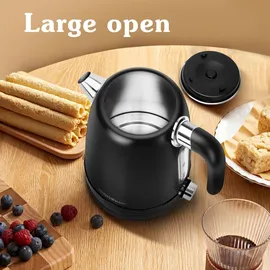 Aigostar - 1,7 Liter 2200W Digitaler Edelstahl Wasserkocher mit Temperatureinstellung 40-100°C, Schwarz - Schwarz