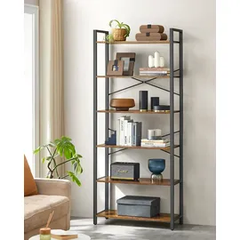 VASAGLE Bücherregal 80 x 30 x 186 cm Braun-Schwarz