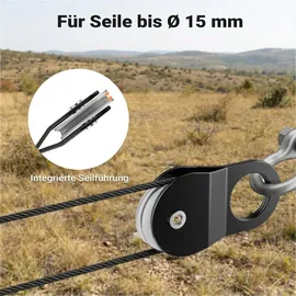 Wiltec Umlenkrolle für Seilwinde mit 10 t Zuglast, Lenkrolle zur Umleitung des Seilzugs, Seilrolle Flaschenzug