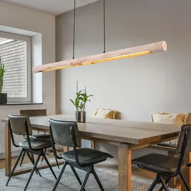 ETC Shop Pendellampe Holzbalken Hängeleuchte Holz Pendelleuchte Led dimmbar, 3-stufen, schwarz, 20w 1358lm 3000k, Lxbxh 120 x 7 x 150 cm