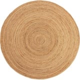 Jute Teppich Rund, Teppich Handgewebt 100% Naturfaser de Jute, Wohnzimmer, Esszimmer, Schlafzimmer, Farbe Natur, Naturjute großer ökologischer (150x150cm, Natur)