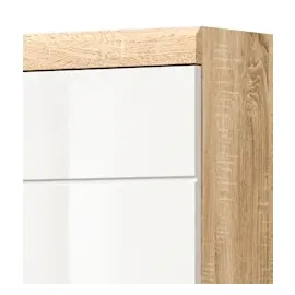 inn.furn Waschbeckenunterschrank weiß Hochglanz Eiche 60 cm Mambo