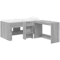 vidaXL Hochbett mit Schreibtisch für Kinder 2 Stk. 0 x 0 cm  grau