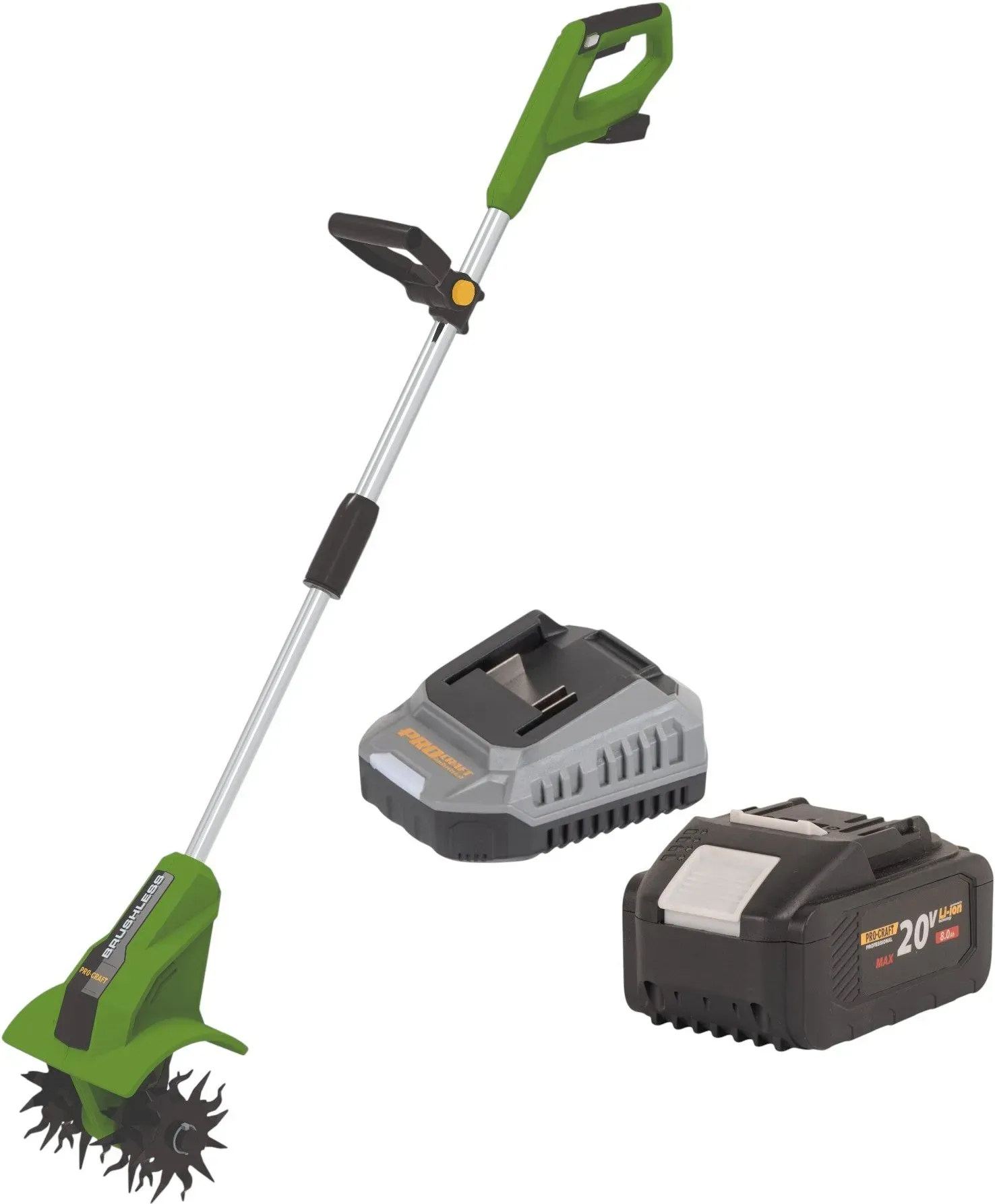 Procraft CT20bb Akku Kultivator 20 V 224 mm Brushless + 1x Akku 8,0 Ah + Ladegerät