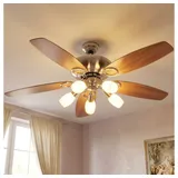 GLOBO LIGHTING Deckenventilator, LED Deckenventilator Ventilator mit Zugschalter und Beleuchtung braun