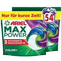 Ariel Waschmittel Max Power All-in-1 Colorwaschmittel, Pods, Color+, 2,18 kg, Waschladungen 54