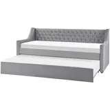 Beliani Tagesbett Hellgrau, Textil, 90x200 cm Schlafzimmer, Betten
