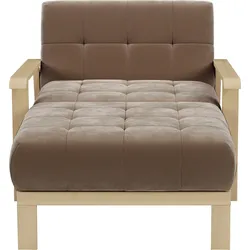 Recamiere SIT & MORE "Billund", braun (chocco), B:109cm H:88cm T:185cm, 100% Polyester, Sofas, Armlehnen aus Buchenholz in natur, verschiedene Bezüge und Farben