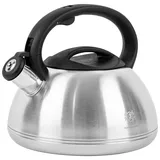 KARL HAUSMANN Wasserkessel Induktion - 3L - Silber Teekessel mit Automatischer Pfiff - Edelstahl Wasserkocher für Induktionsherd, Gasherd und Elektroherd - Pfeifkessel - Teekanne - Flötenkessel