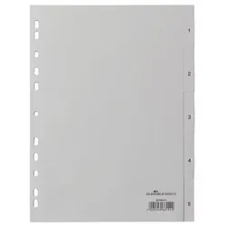 Durable 650510, Numerischer Registerindex, Polypropylen (PP), Grau, Porträt, A4,