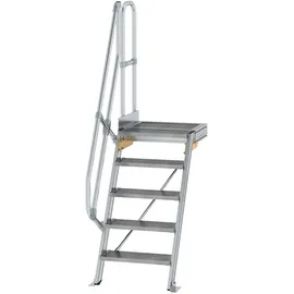 Günzburger MUNK Treppe mit Plattform 60° Stufenbreite 600 mm 5 Stufen Aluminium geriffelt