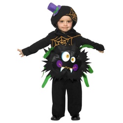 Smiffys Kostüm Mini Monster Spinne, Witziges Halloween Kostüm für Kleinkinder schwarz 86-92