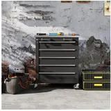 HOMCOM Werkstattwagen mit 5 Schubladen, abschließbar, mit 4 Rollen, 2 Schlüssel, max. Traglast:80 kg, 0-tlg. Werkzeugset, (Werkzeugwagen, 1-tlg., Werkzeugschrank), für Garage, Werkstatt, Schwarz schwarz