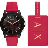Giorgio Armani ARMANI EXCHANGE "AX7152SET" Armbanduhren rot Herren Hochzeitsmode Quarzuhr, Armbanduhr, Herrenuhr, Stoppfunktion, Geschenkidee