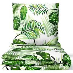 NYVI Bettwäsche Set DreamScience Mikrofaser Design - Atmungsaktiv & Weich - Mit Reißverschluss 135x200 + 80x80 cm Leaves