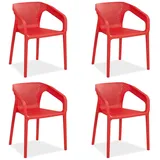 Homestyle4u Gartenstuhl 4er Set in Rot 2686