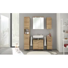 Saphir Waschbeckenunterschrank SAPHIR "Quickset 919 Unterbeckenschrank, Riviera Eiche quer Nachbildung", braun (riviera eiche quer nachbildung), B:60cm H:62cm T:33cm, Holzwerkstoff, Schränke, Waschbeckenunterschrank, Waschbeckenschrank inkl.