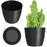 KADAX Blumentopf aus Kunststoff, Pflanztopf, runder Topf, 13 cm, Schwarz