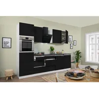 Respekta Küchenzeile Lorena Doppelblock 280 cm E-Geräte schwarz hochglänzend