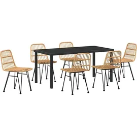 vidaXL Garten Essgruppe 7 pcs Braun Pulverbeschichteter Stahl