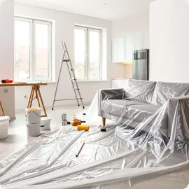 Garronda Abdeckfolie 4x5 m transparent HDPE Malerfolie für Renovierung Staubschutzfolie Umzug, Abdeckplane Baufolie für Möbel- & Bodenschutz, Folie reißfest GD-0166