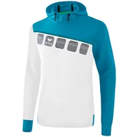 Erima Herren 5-C Kapuzensweat, weiß/oriental blue/colonial blue, M