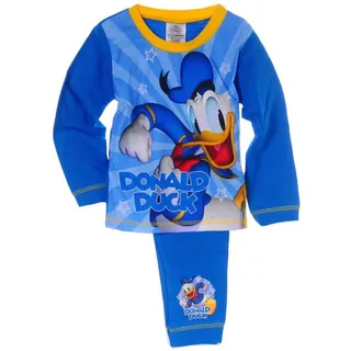 Pyjama Schlafanzug für Kinder Hose Langarmshirt 86 92 98 104 110 116 blau 3-4J