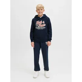 Jack & Jones Junior "JJELOGO SWEAT HOOD 2 COL AW25 NOOS JNR", Jungen, Gr. 140, blau (sky captain), angeraute Sweatware, Obermaterial: 70% Baumwolle, 30% Polyester, bedruckt, regular fit normal, ohne Ausschnitt, Rippbündchen, Sweatshirts