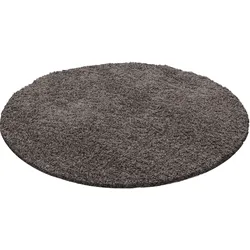 Hochflor-Teppich AYYILDIZ TEPPICHE "Dream Shaggy", grau (taupe), H:50mm Ø:120cm, Kunstfaser, Teppiche, Wohnzimmer