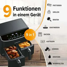 GOURMETmaxx Heißluft-Fritteuse  2x 3,5 l schwarz