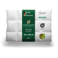 HANSKRUCHEN® Premium de Luxe Daunendecke 155x220 cm - Extra Leicht / Sommer - Made in Germany Kassettendecke aus 100% Baumwolle - Allergiker geeignet