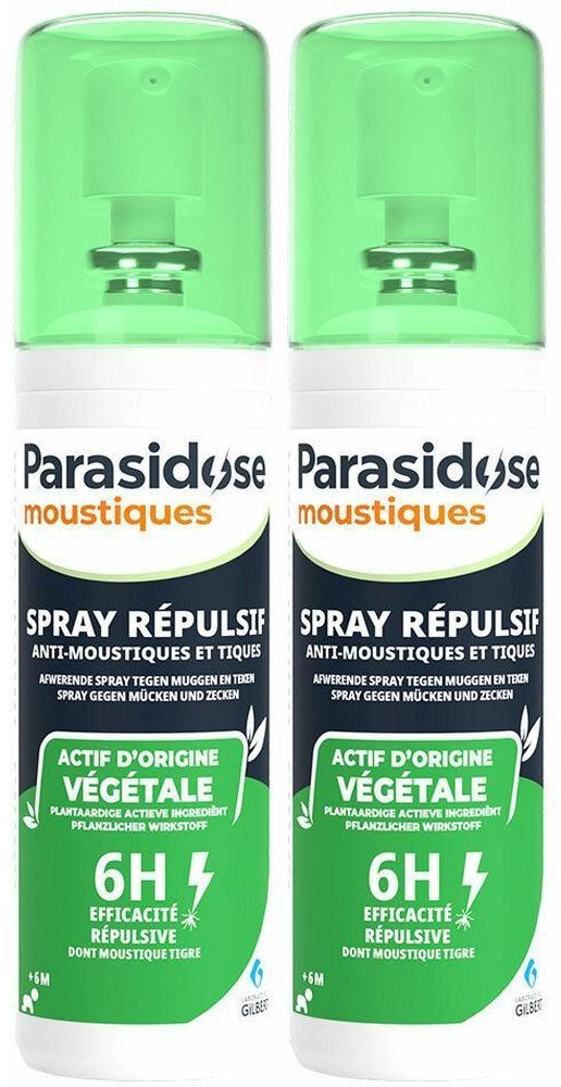 Parasidose Moustiques Zones Tropicales et Zones Tempérées Spray Répulsif Végétal 2x100 ml spray