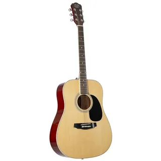 J & D D-80 NT Westerngitarre, Akustik-Gitarre für Anfänger und Einsteiger, Acoustic Guitar, Dreadnought mit Natural Hochglanz Fichtendecke