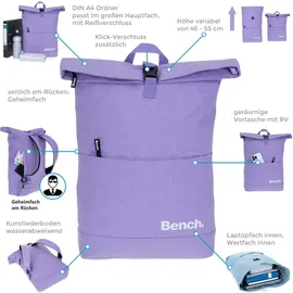 Sieber Kurierrucksack Damen Mädchen Freizeitrucksack Bench Classic Rucksack Laptoprucksack 64180 + Trinkflasche Bagboom® - Lila