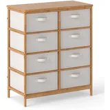 Woltu Kommode, mit 8 Stoffschubladen, Beistellschrank Schubladenschrank, Aufbewahrungsschrank, für Wohnzimmer Flur Aus Metallrahmen Holzwerkstoff, Vintage-holzoptik