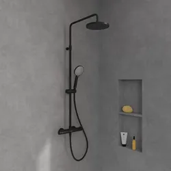 Villeroy & Boch Universal Showers Duschsystem mit drei Funktionen für Wandmontage, Badarmaturen, matt black