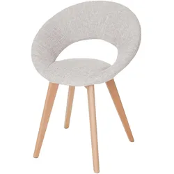 Esszimmerstuhl Almada III, Stuhl Küchenstuhl, Retro 50er Jahre Design ~ Textil, creme/grau