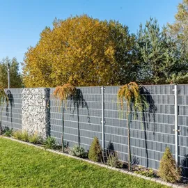 zaunzu® zaun|zu® Sichtschutz Rattan PE für Doppelstabmatten Anthrazit 26m