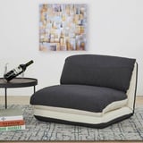 Klappsessel HWC-E68, Schlafsofa Schlafsessel, Stoff/Textil, creme/schwarz