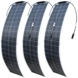 Flexibles Solarpanel 50W 12V Flexibles Solarpanel Monokristallines 150w Solarladegerät Wasserdichtes und ultradünnes Solarmodul für Wohnmobile, Boote, Häuser und unebene Oberflächen (50 Watt*3)