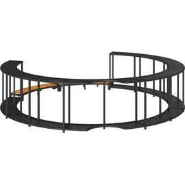 vidaXL Whirlpool-Umrandung mit Stauraum Holztreppe Schwarz Poly Rattan