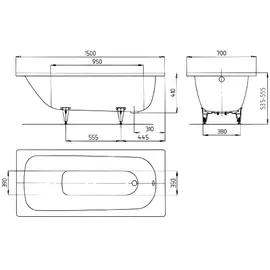 Kaldewei Saniform Plus 361-1 Rechteckbadewanne 70 x 150 cm (111600010001)