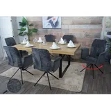 6er-Set Esszimmerstuhl MCW-N99, drehbar Armlehne Auto-Return, Stoff/Textil Chenille (340g/m2) Öko-Tex ~ dunkelgrau