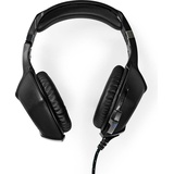 Nedis GHST250BK Kopfhörer / Headset Kabelgebunden Kopfband Gaming USB Type-A 2x 3.5 mm Klappbarer Mikrofon 2.20 m L Gaming Headset, Schwarz