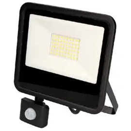 EDM Led-Flutlicht 50 W Aluminium 23,8x4,5x19,2 cm Weiß/Schwarz mit Präsenzsensor