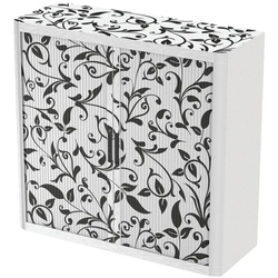 easyOffice Rollladenschrank Motiv Ornamente silber, 110x104x41.5 cm
